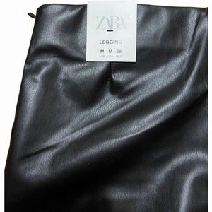Zara NWT high rise flare faux leather leggings.
